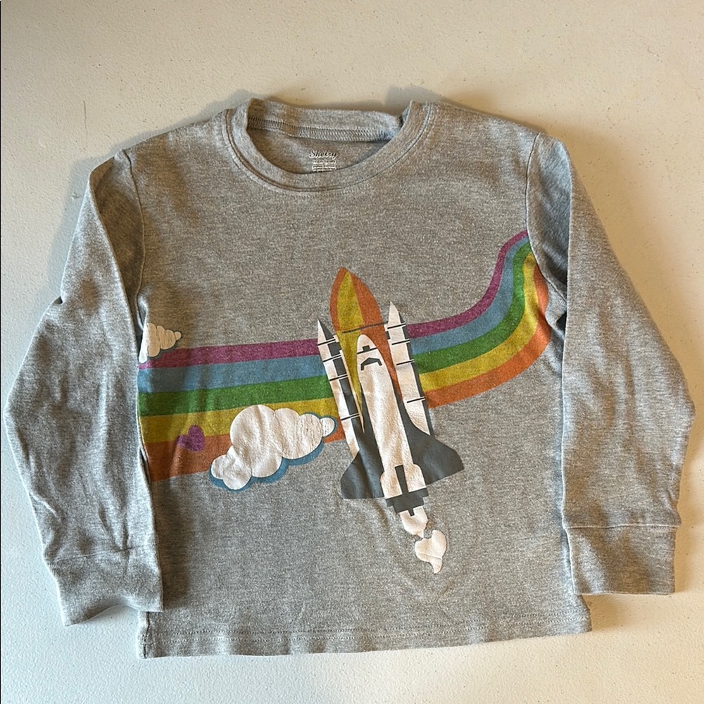 Gray Rocket Graphic Kids Shirt